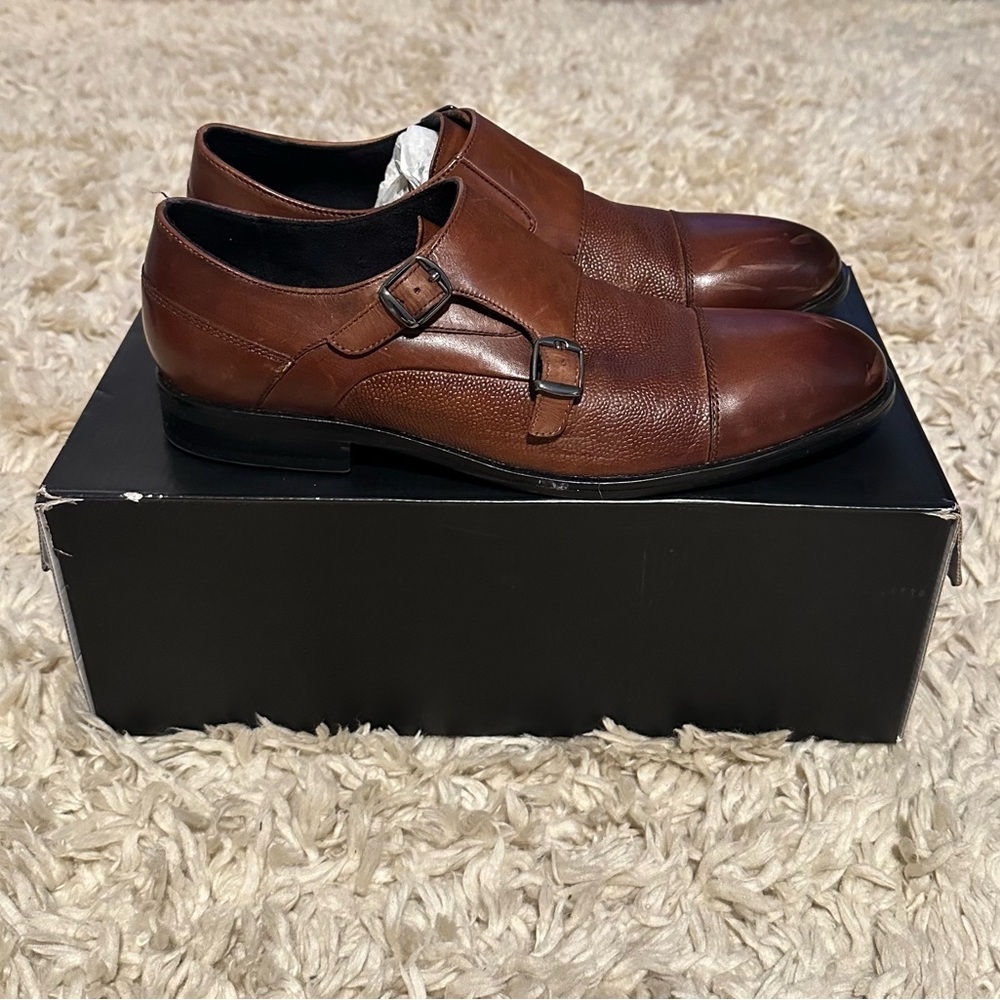 Alfani Men’s Luxton Brown Leather Oxfords Sz 9.5